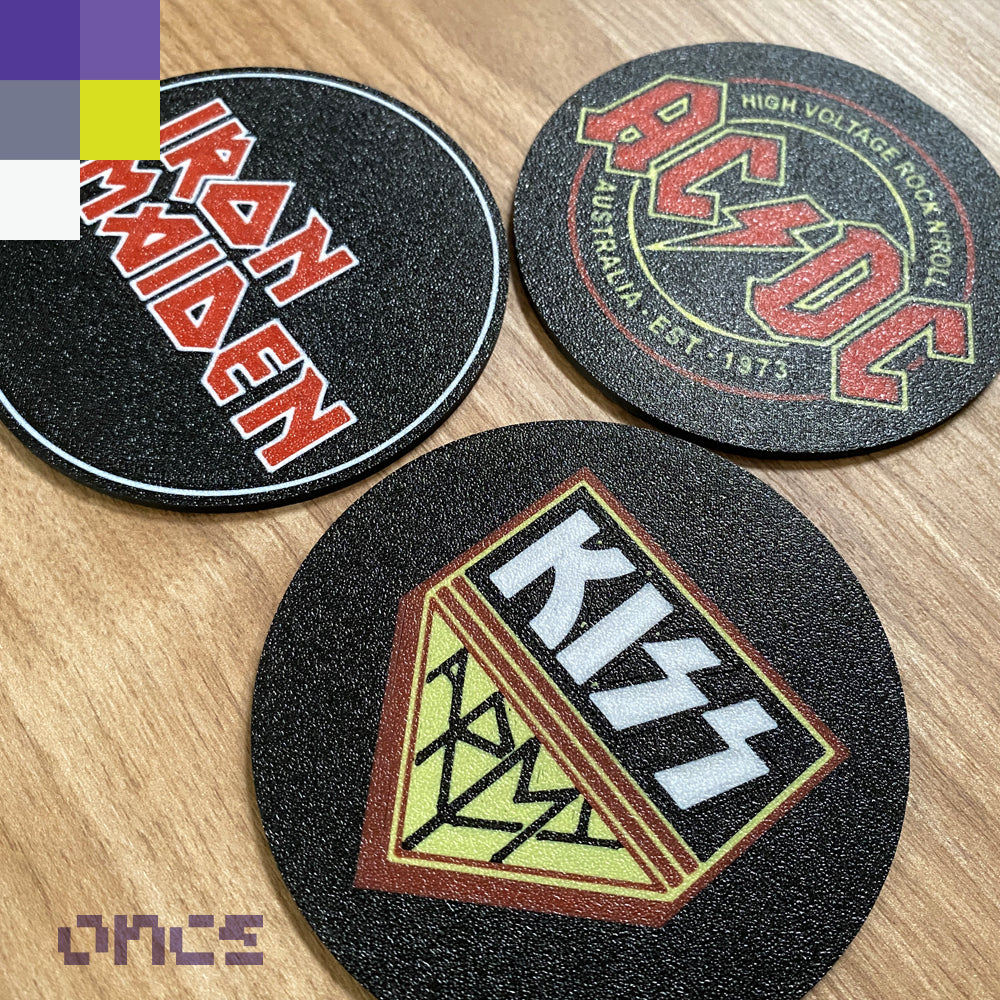 3 Coasters / Porta vasos 3D Hard Rock 80s (Set de 3)