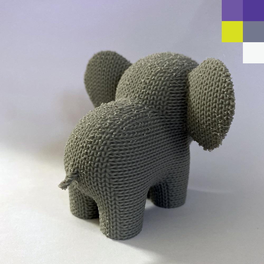 Tierna figura de Elefante estilo tejido impreso en 3D