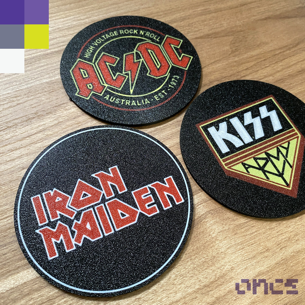 3 Coasters / Porta vasos 3D Hard Rock 80s (Set de 3)