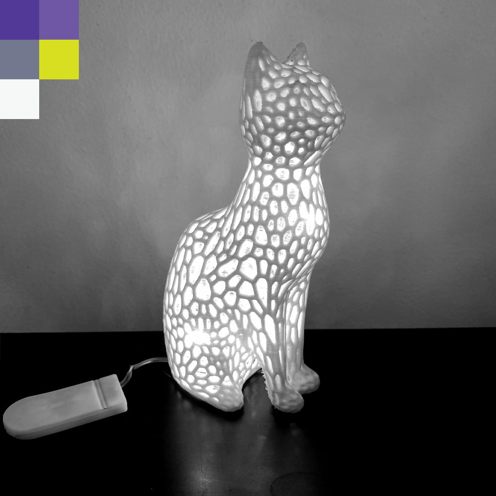 Figura de Gato estilo Voronoi Iluminado