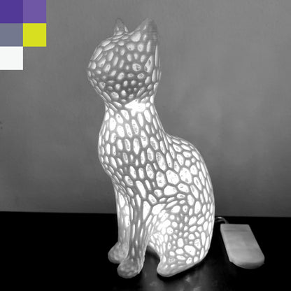 Figura de Gato estilo Voronoi Iluminado