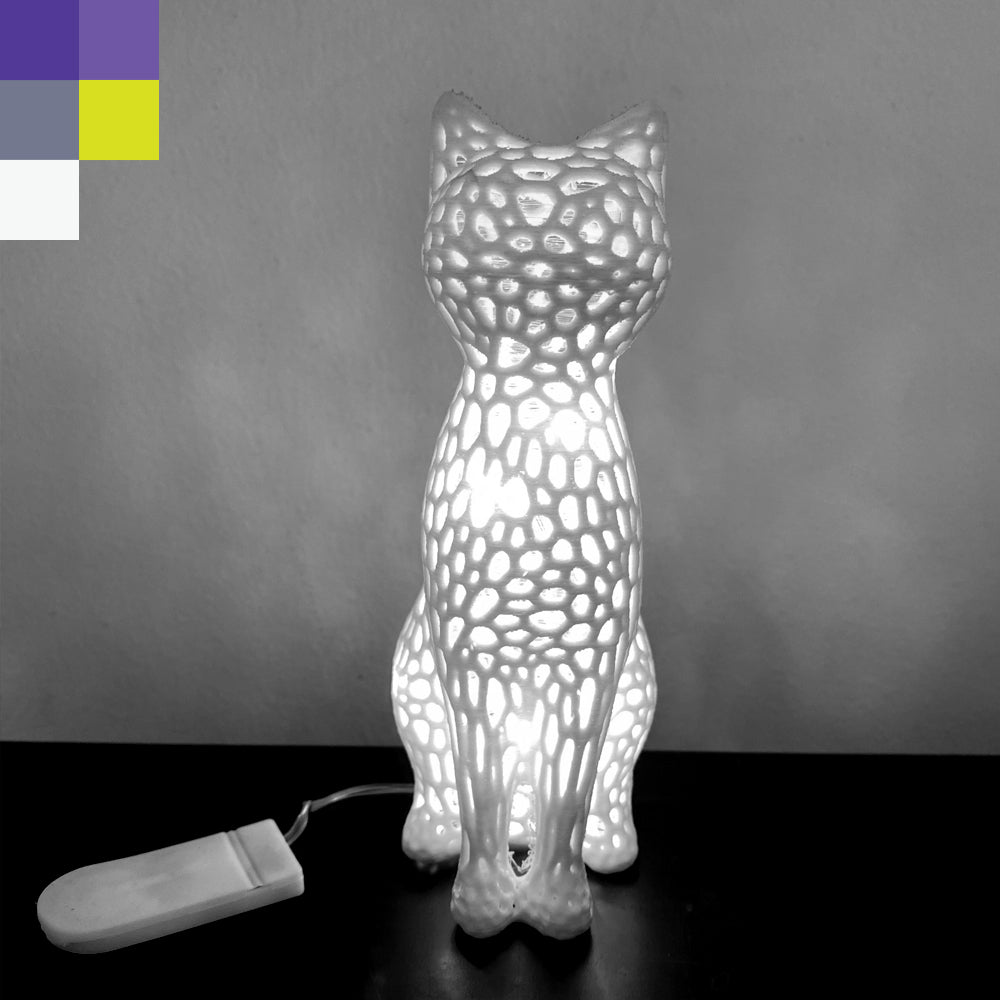 Figura de Gato estilo Voronoi Iluminado