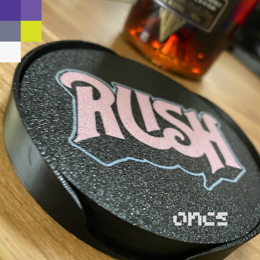 4 Coasters / Porta vasos 3D Rock bands 80s incluye holder