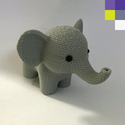 Tierna figura de Elefante estilo tejido impreso en 3D