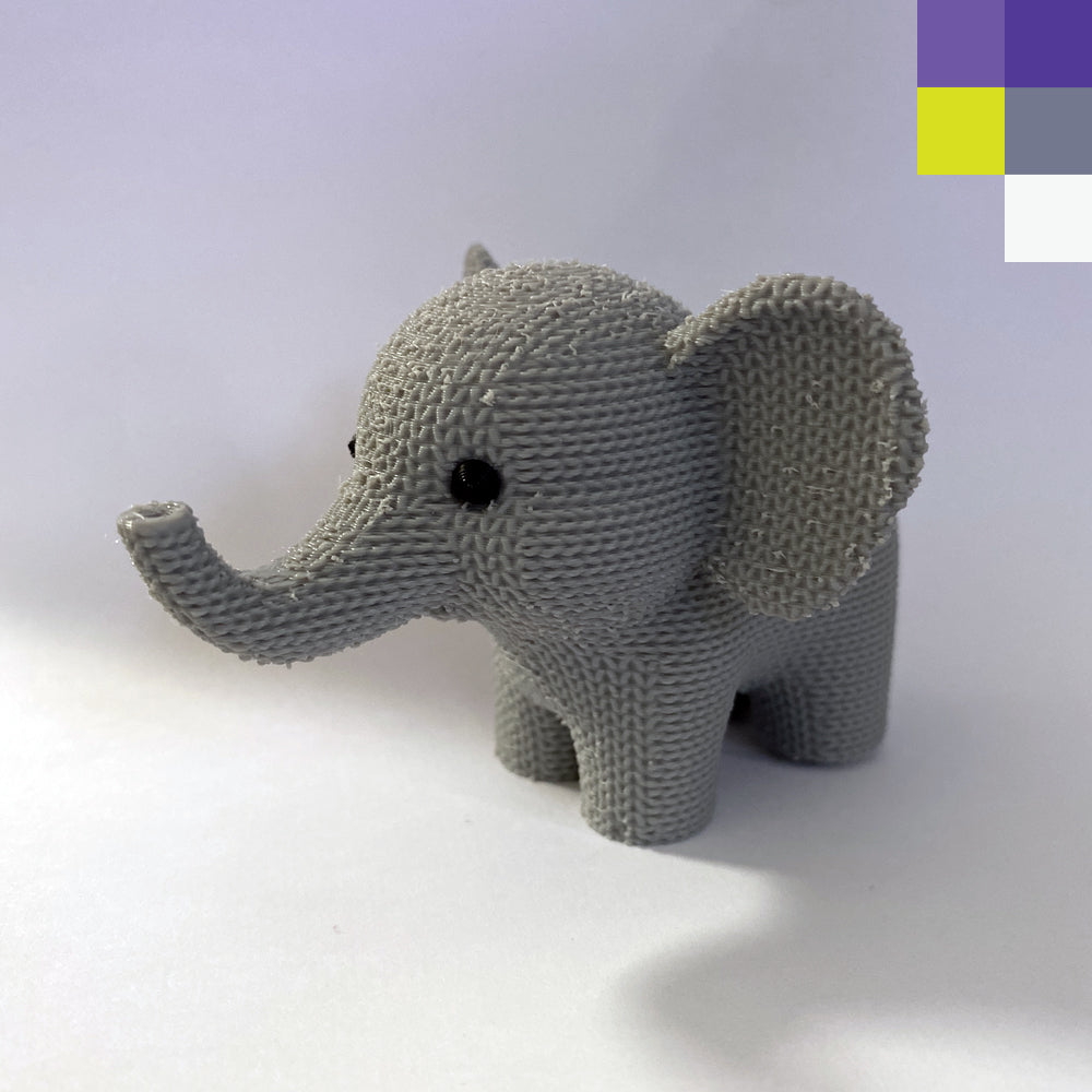 Tierna figura de Elefante estilo tejido impreso en 3D