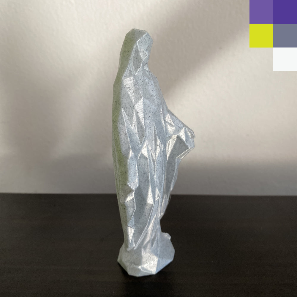 Virgen Maria estilo poligonal 3D acabado granito