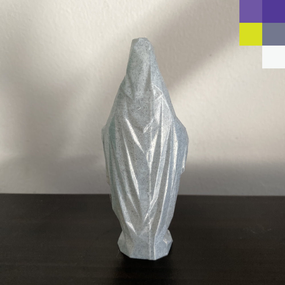 Virgen Maria estilo poligonal 3D acabado granito